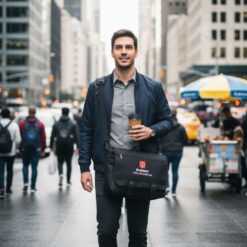 Bolsa Carteiro Masculina Personalizada, perfeita para brindes e eventos.