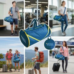 A Bolsa de Viagem Dobrável modelo B003 é feita de Nylon 600, oferecendo durabilidade e resistência.
