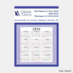 Calendário de Parede 2025 Personalizado Fundo