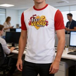 Homem usando camiseta em dy fit em ambiente empresarial